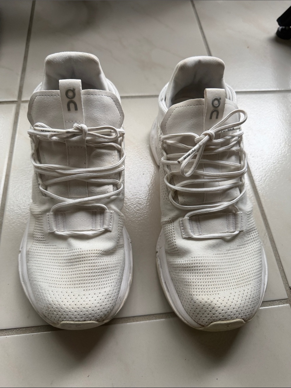 On Running women’s White Knit Lace-Up Sneakers